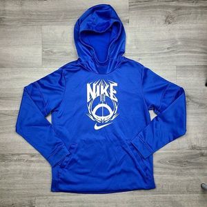 Nike Dri-FIT Therma Fleece Pullover Hoodie | Blue | Boys Size Large | FLAWED
